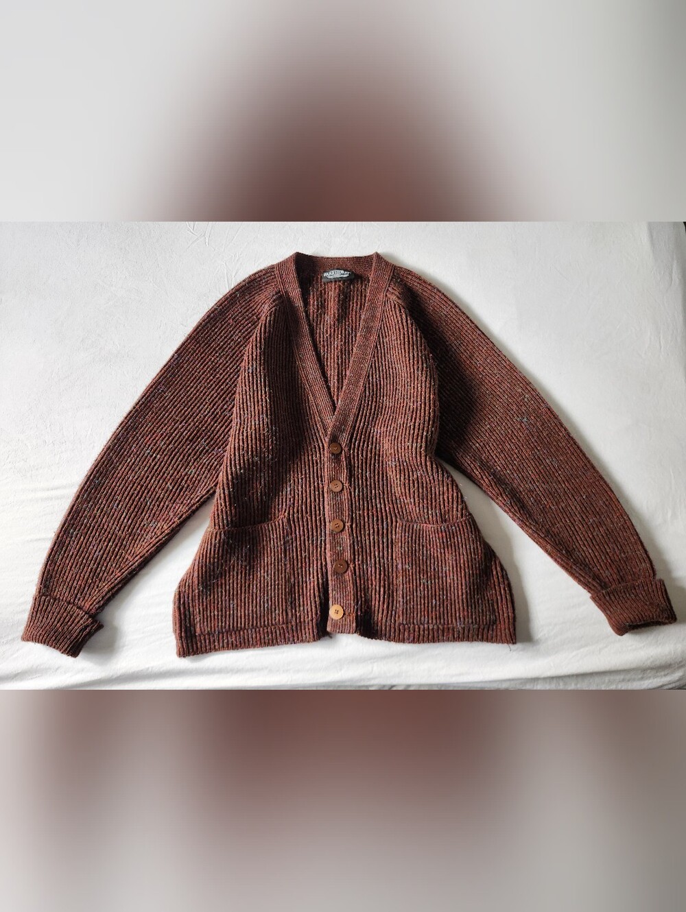 Vintage Parkhurst Brown Ribbed Cardigan Sweater - Picture 2 of 12